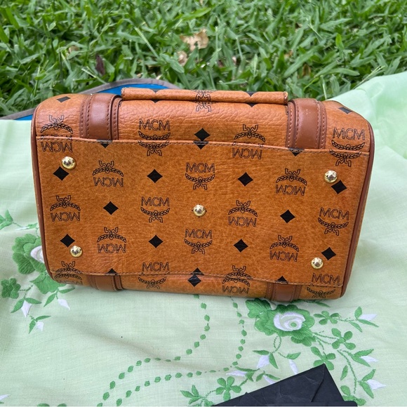 MCM Visetos Satchel Cognac with Bag Charm - Picture 11 of 16